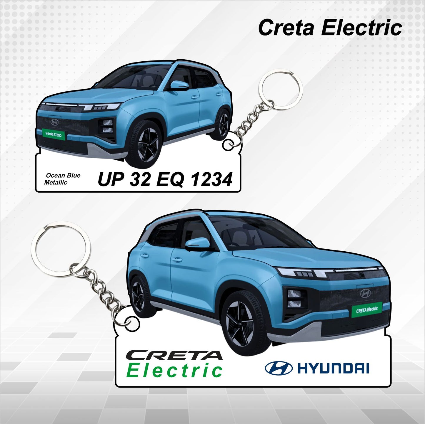 Creta Electric - Personalized Hyundai Car Keychain - Wood, Acrylic, Metal Printed