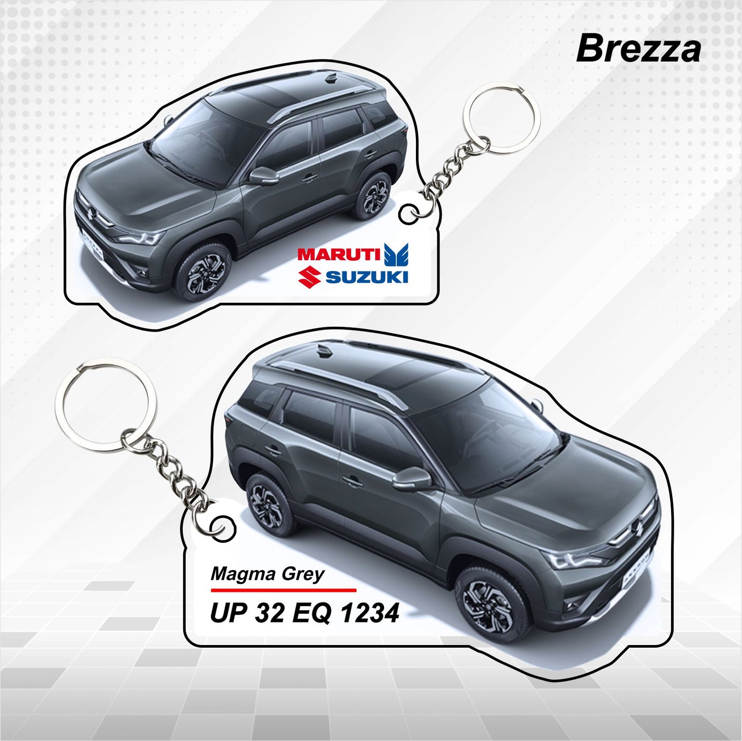 Brezza - Personalized Maruti Suzuki Keychain - Wood, Acrylic, Metal Printed