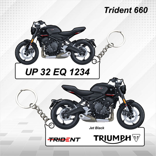 Trident 660 - Personalized Triumph Keychain - Wood, Acrylic, Metal Printed, Lanyard