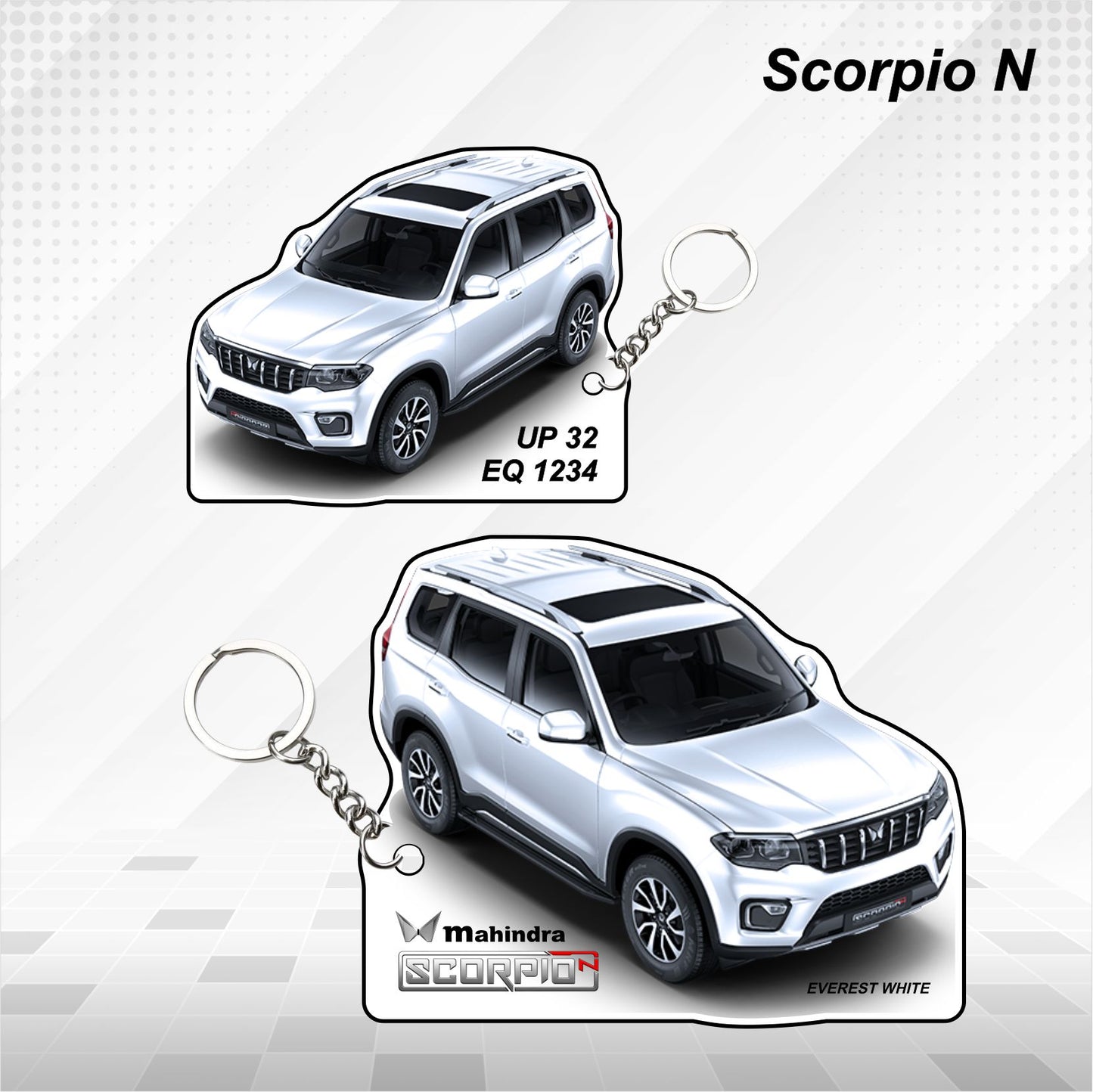 Scorpio N - Personalized Mahindra Car Keychain - Wood, Acrylic, Metal Printed