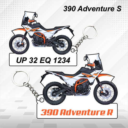 390 Adventure R - Personalized KTM Keychain - Wood, Acrylic, Metal Printed