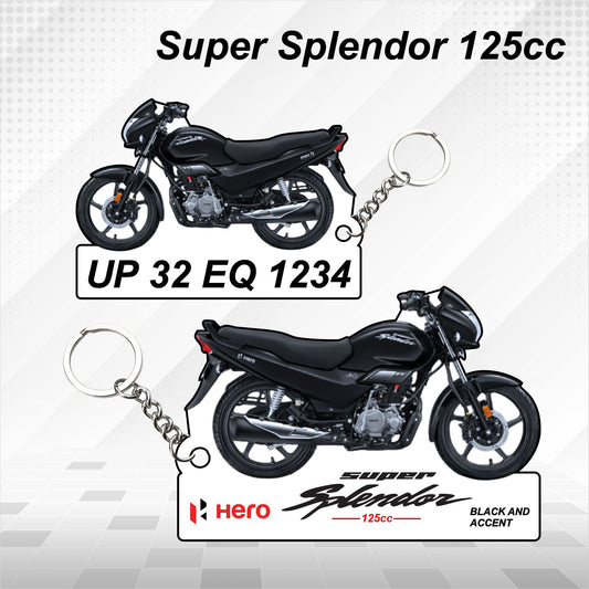 Hero Super Splendor 125cc - Personalized Hero Keychain - Wood, Acrylic, Metal Printed