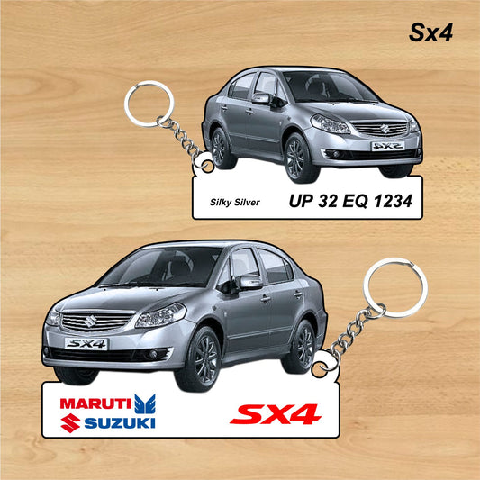 SX4 - Personalized Maruti Suzuki Keychain - Wood, Acrylic, Metal Printed