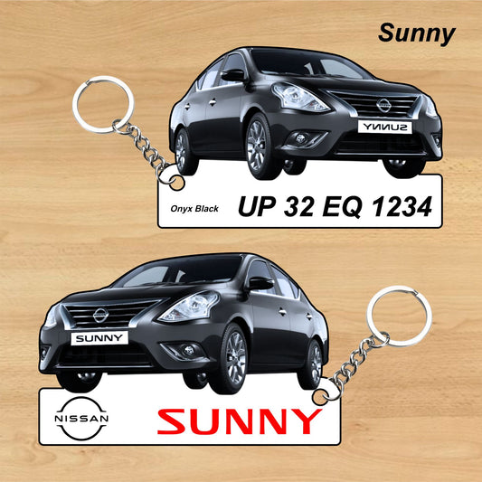 Sunny - Personalized Nissan Car Keychain - Wood, Acrylic, Metal Printed