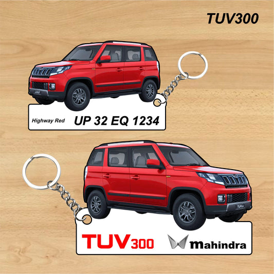 TUV300 - Personalized Mahindra Car Keychain - Wood, Acrylic, Metal Printed