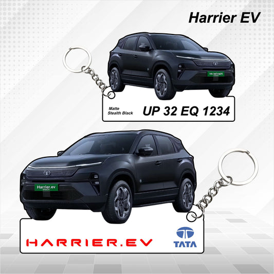 Harrier EV - Personalized Tata Car Keychain - Wood, Acrylic, Metal Printed