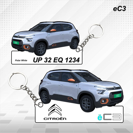 eC3- Personalized Citroen Car Keychain - Wood, Acrylic, Metal Printed