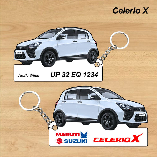 Celerio X - Personalized Maruti Suzuki Keychain - Wood, Acrylic, Metal Printed