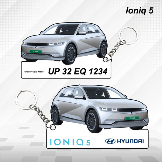 IONIQ 5 - Personalized Hyundai Car Keychain - Wood, Acrylic, Metal Printed