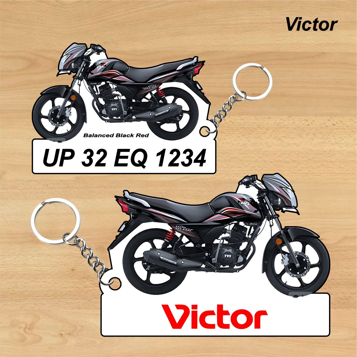 Victor - Personalized TVS Keychain - Wood, Acrylic, Metal Printed