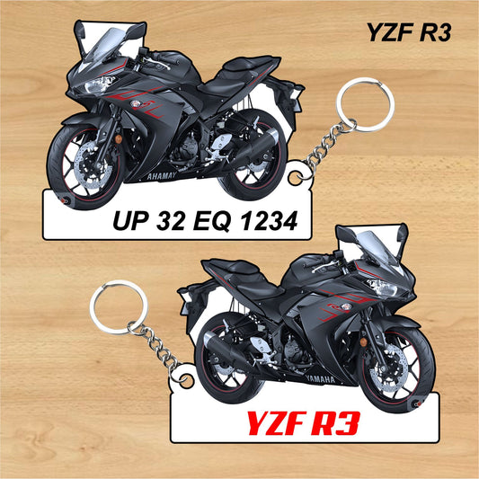 YZF R3 - Personalized Yamaha Keychain - Wood, Acrylic, Metal Printed