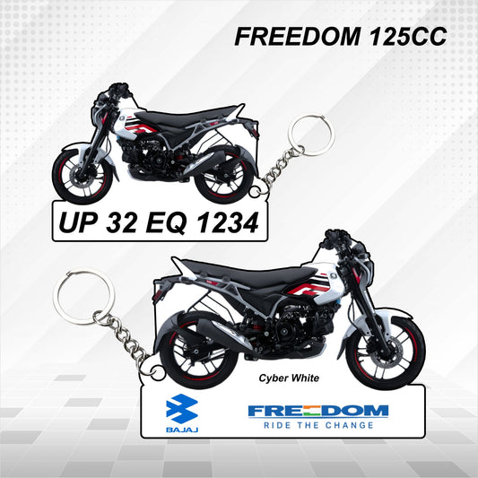 Freedom 125cc - Personalized Bajaj Keychain - Wood, Acrylic, Metal Printed