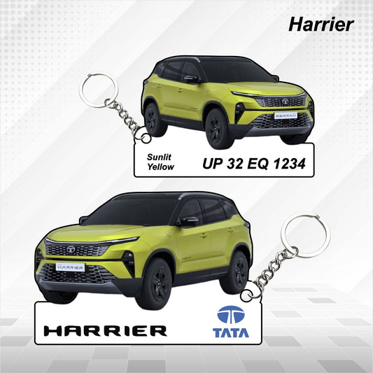 Harrier - Personalized Tata Car Keychain - Wood, Acrylic, Metal Printed