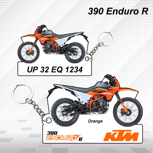 390 Enduro R - Personalized KTM Keychain - Wood, Acrylic, Metal Printed