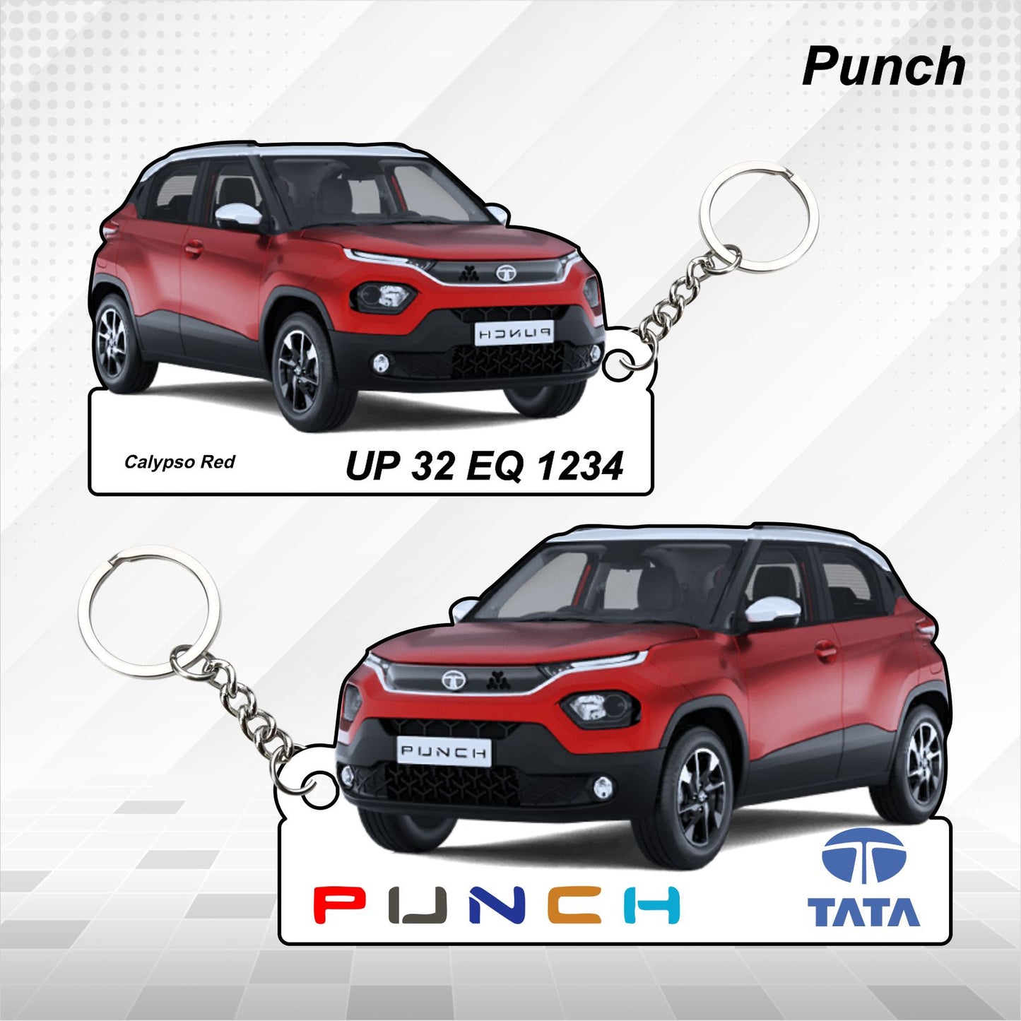 Punch - Personalized Tata Keychain - Wood, Acrylic, Metal Printed