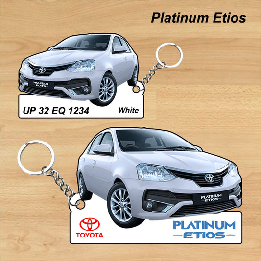 Platinum Etios - Personalized Toyota Keychain - Wood, Acrylic, Metal Printed