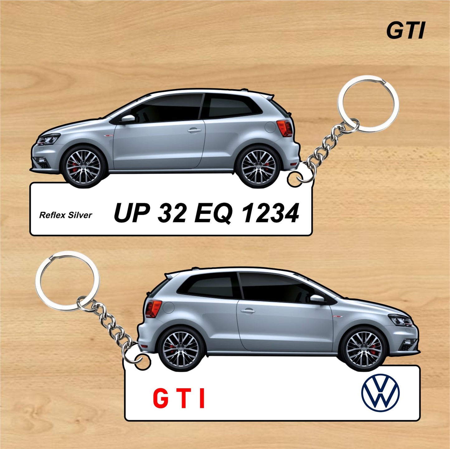 GTI - Personalized Volkswagen Car Keychain - Wood, Acrylic, Metal Printed
