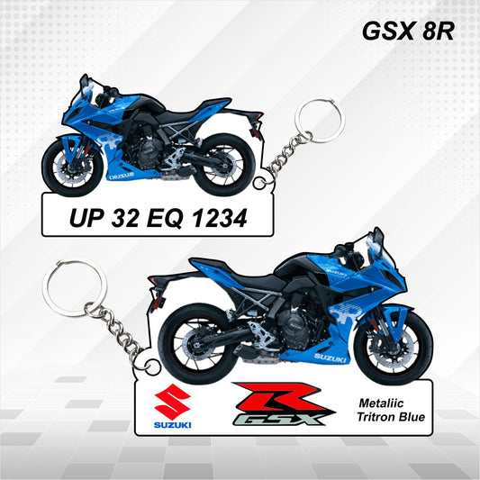 GSX 8R - Personalized Suzuki Keychain - Wood, Acrylic, Metal Printed