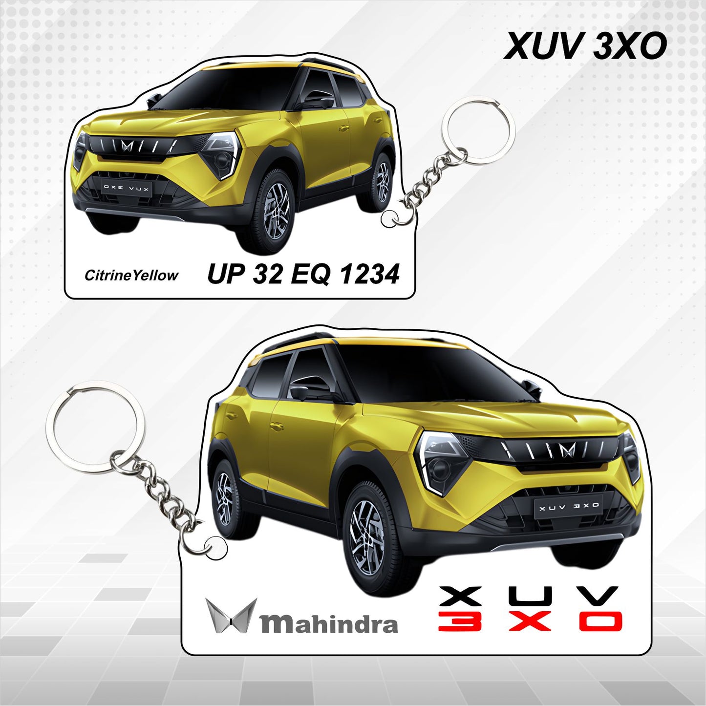 XUV 3XO - Personalized Mahindra Car Keychain - Wood, Acrylic, Metal Printed