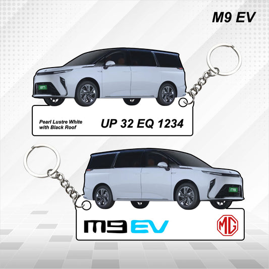 M9 EV - Personalized MG Car Keychain - Wood, Acrylic, Metal Printed