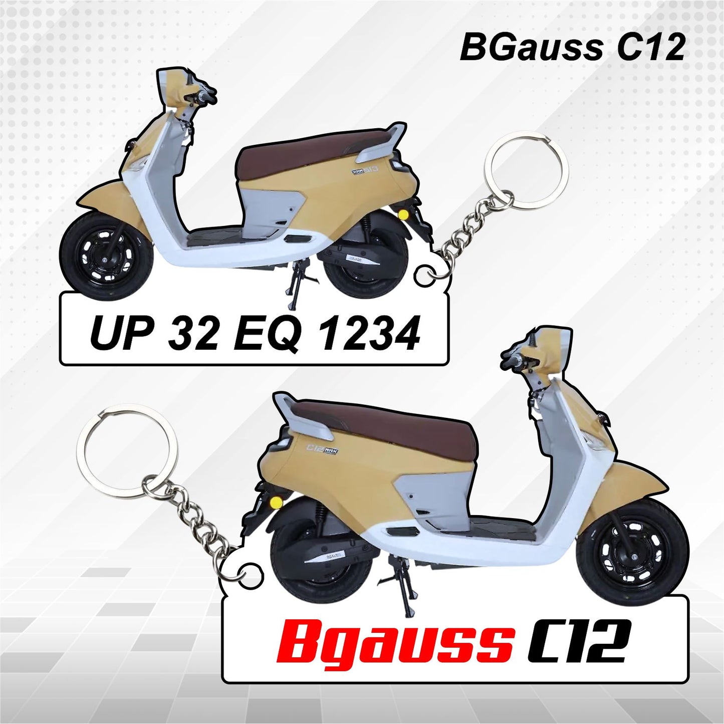 BGauss Scooters - All Models - Personalized BGauss Printed Keychain