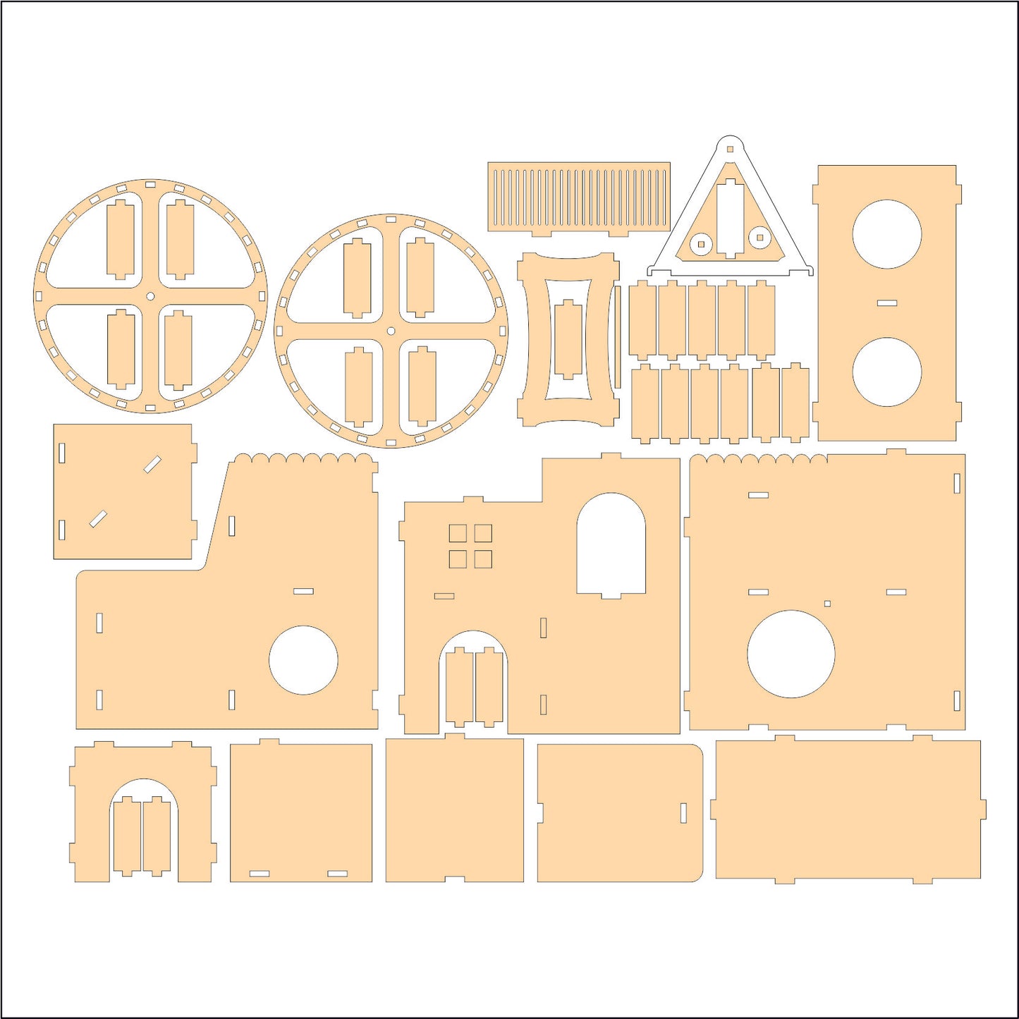 Wooden Hamster House with Exercise Wheel | DIY Small Pet Habitat | 2.5mm Pine MDF