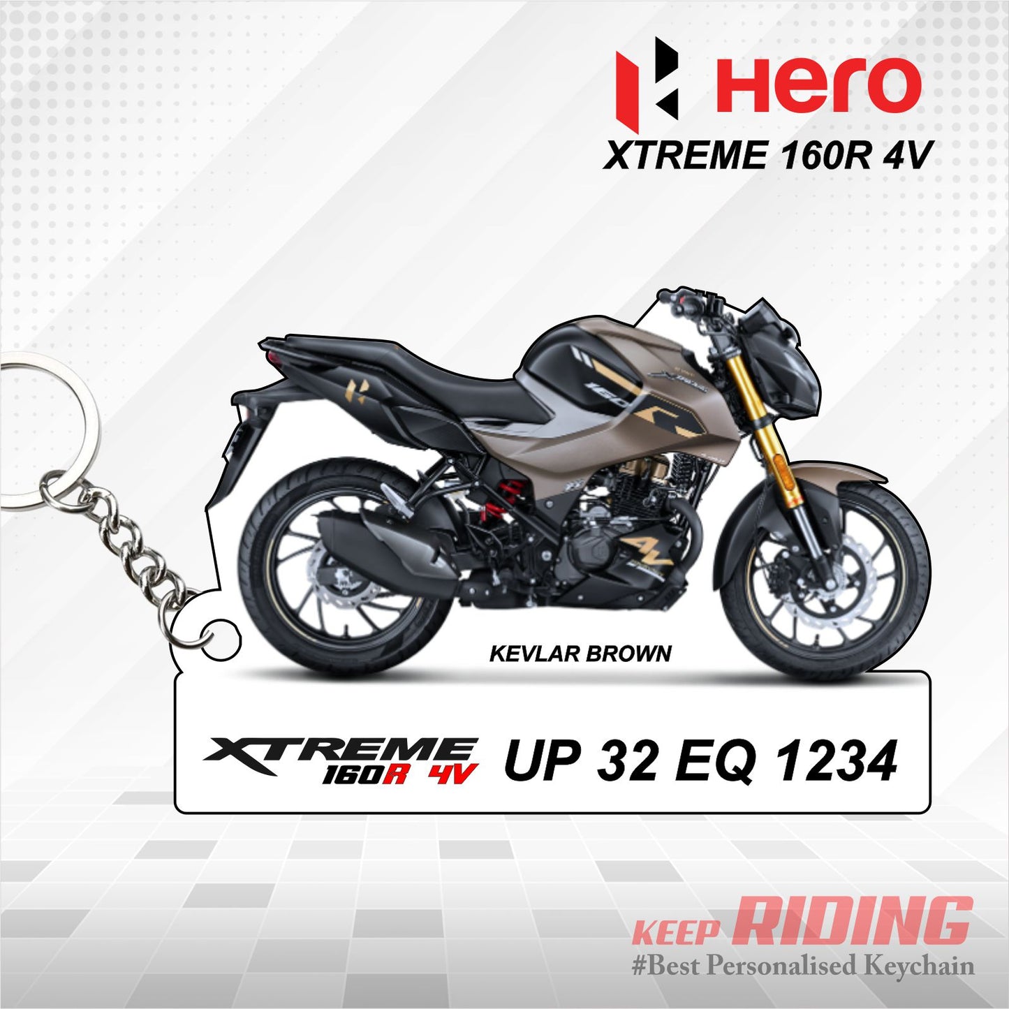Hero Xtreme 160R 4V - Personalized Hero Keychain - Wood, Acrylic, Metal Printed