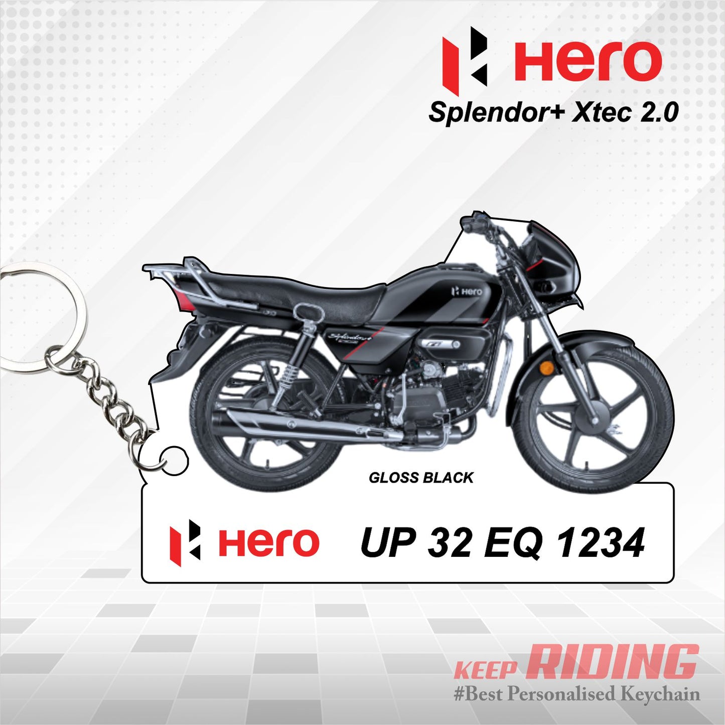 Hero Splendor+ Xtec 2.0 - Personalized Hero Keychain - Wood, Acrylic, Metal Printed