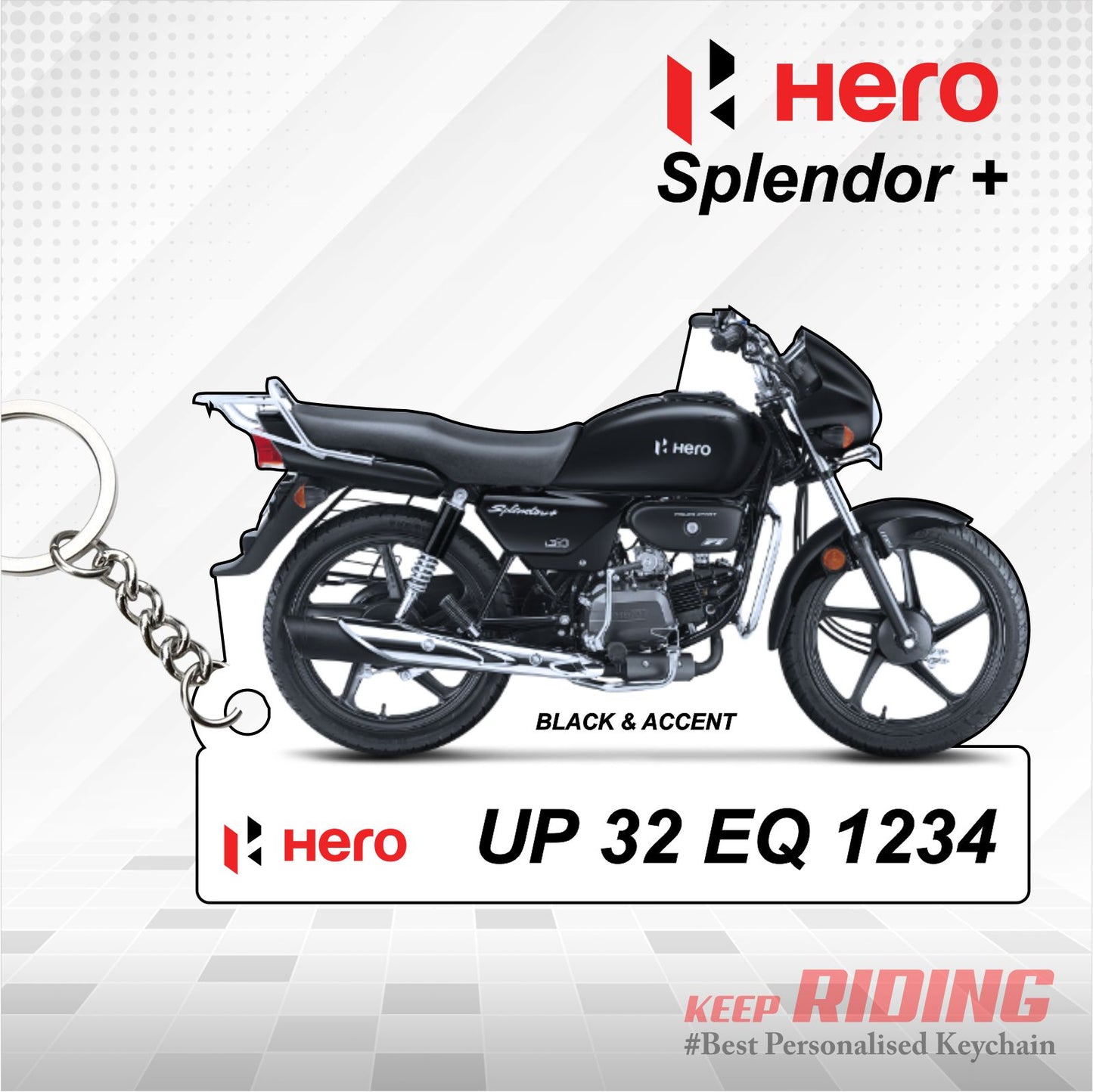 Hero Splendor+ - Personalized Hero Keychain - Wood, Acrylic, Metal Printed
