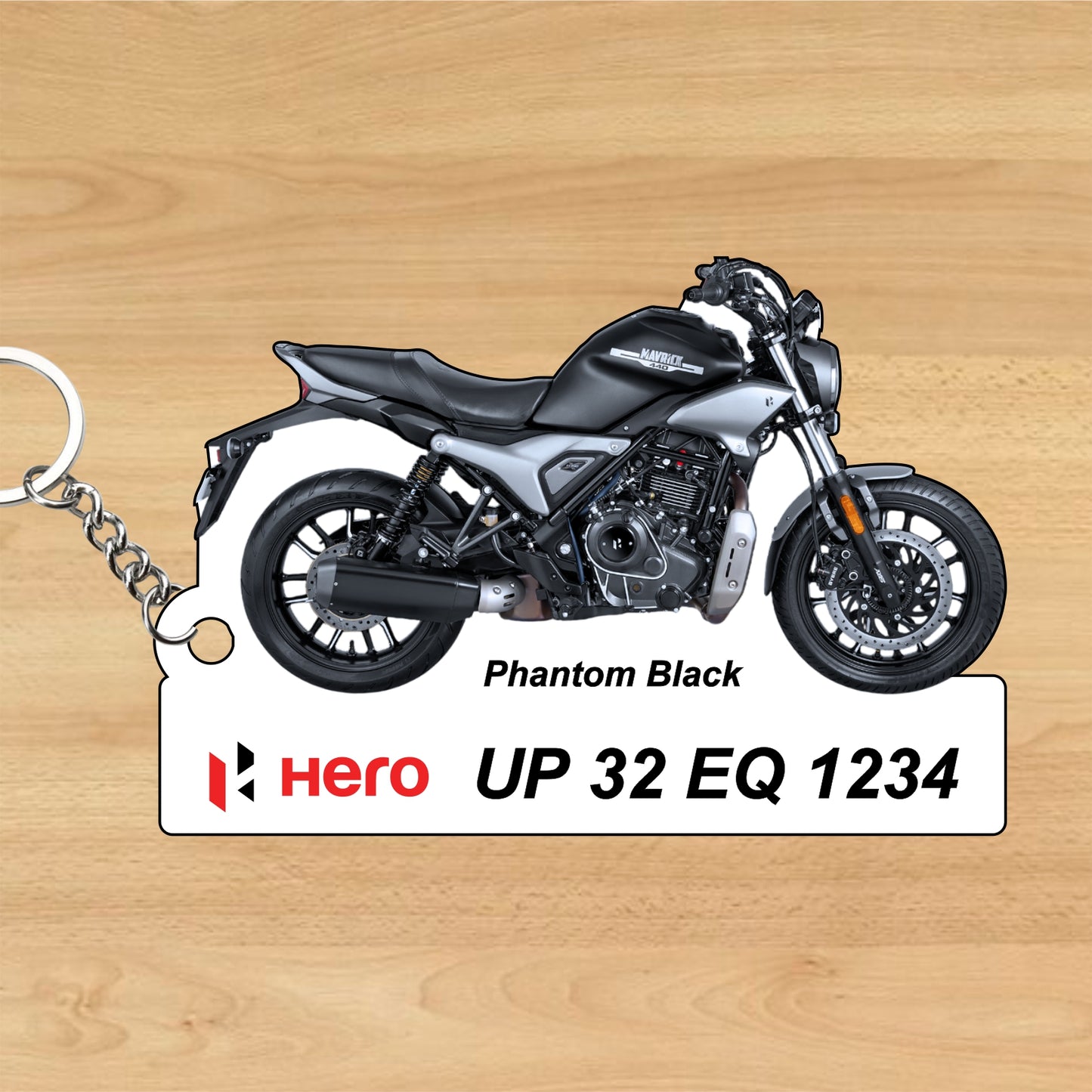 Hero Mavrick 440cc - Personalized Hero Keychain - Wood, Acrylic, Metal Printed
