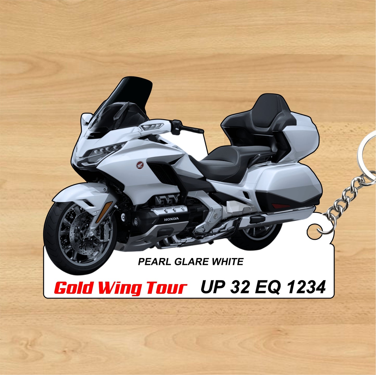 GOLD WING TOUR - Personalized Honda Keychain - Wood, Acrylic, Metal Printed