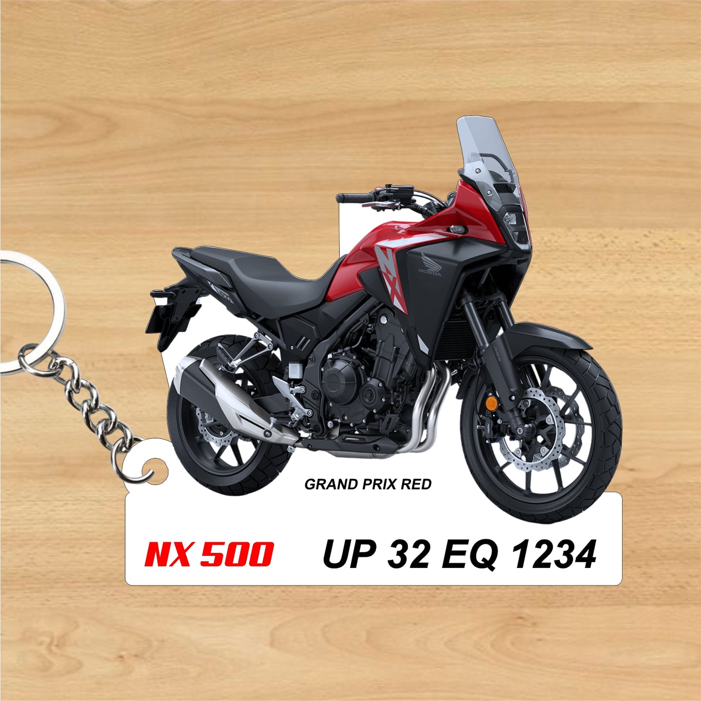 NX 500 - Personalized Honda Keychain - Wood, Acrylic, Metal Printed