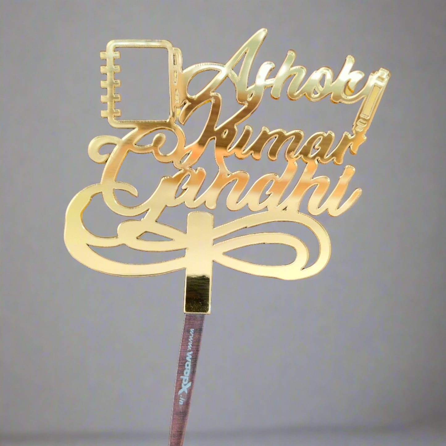 Customized Name with Book & Name Acrylic Cake Topper - Birthday Cake Topper