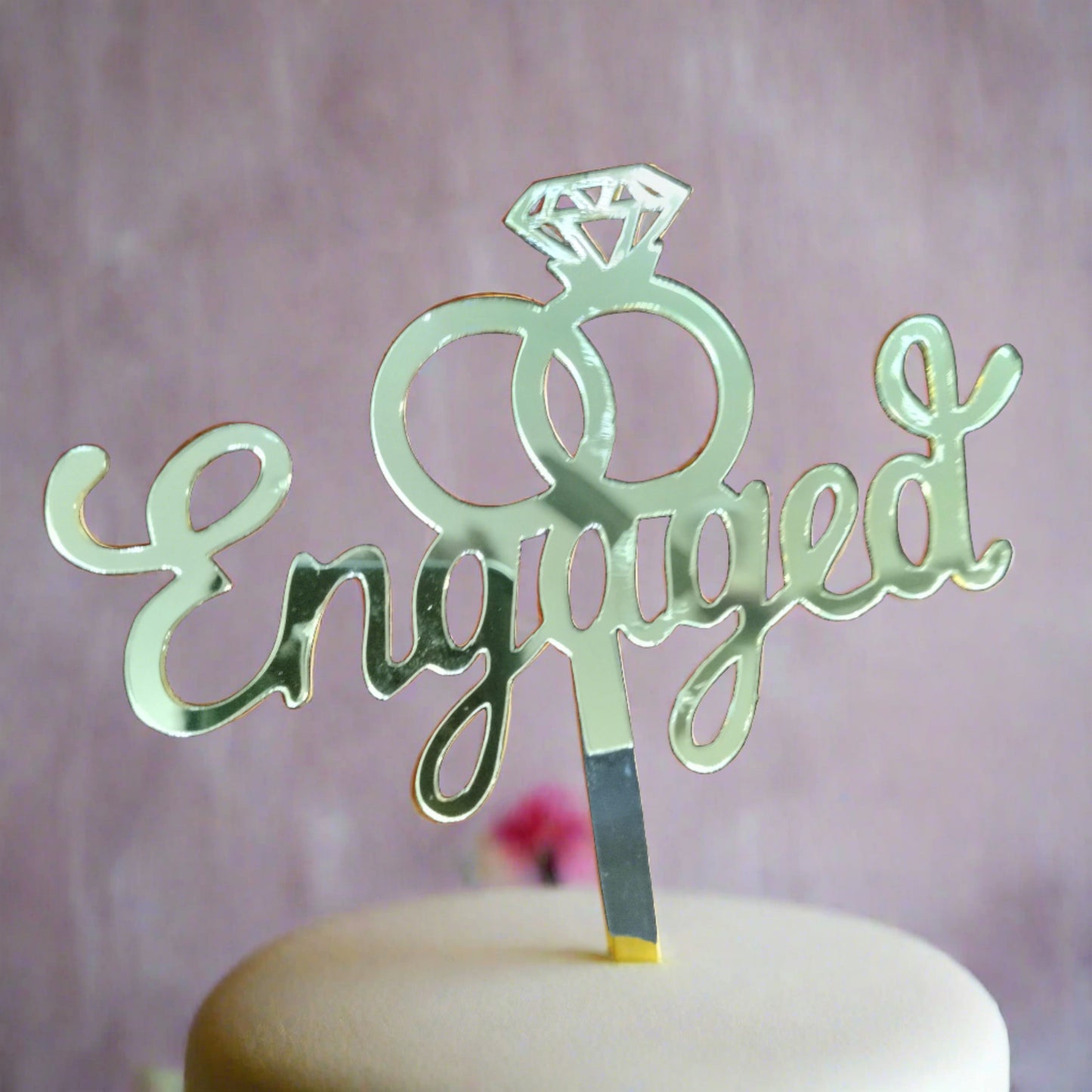 Engaged Acrylic Cake Topper - Wedding Engagement Cake Topper