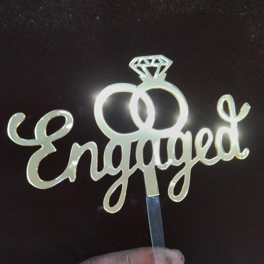 Engaged Acrylic Cake Topper - Wedding Engagement Cake Topper