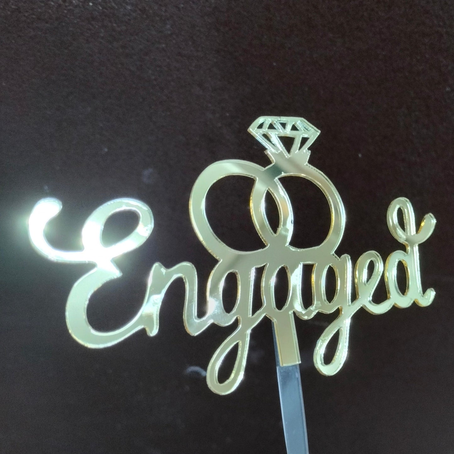 Engaged Acrylic Cake Topper - Wedding Engagement Cake Topper