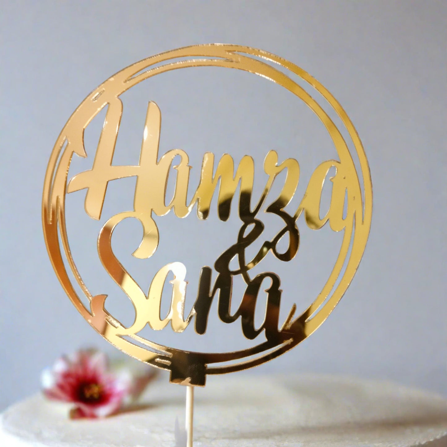 Customized Couple Name Acrylic Cake Topper - Wedding Cake Topper