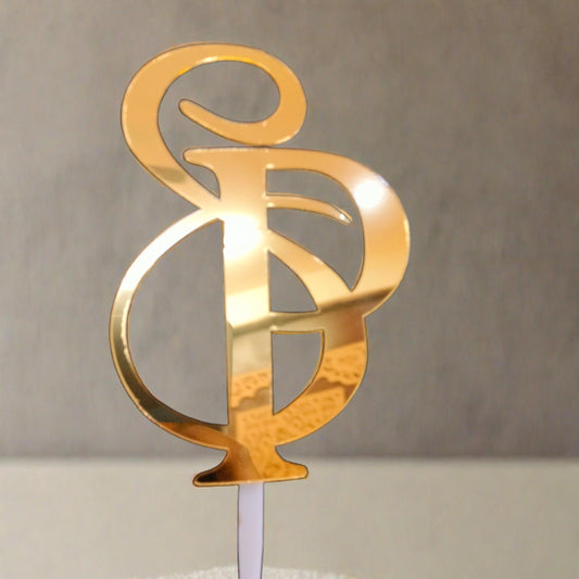 Customized Name Initial (PS) Acrylic Couple Cake Topper - Wedding Cake Topper