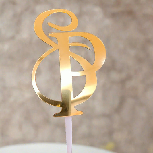 Customized Name Initial (PS) Acrylic Couple Cake Topper - Wedding Cake Topper