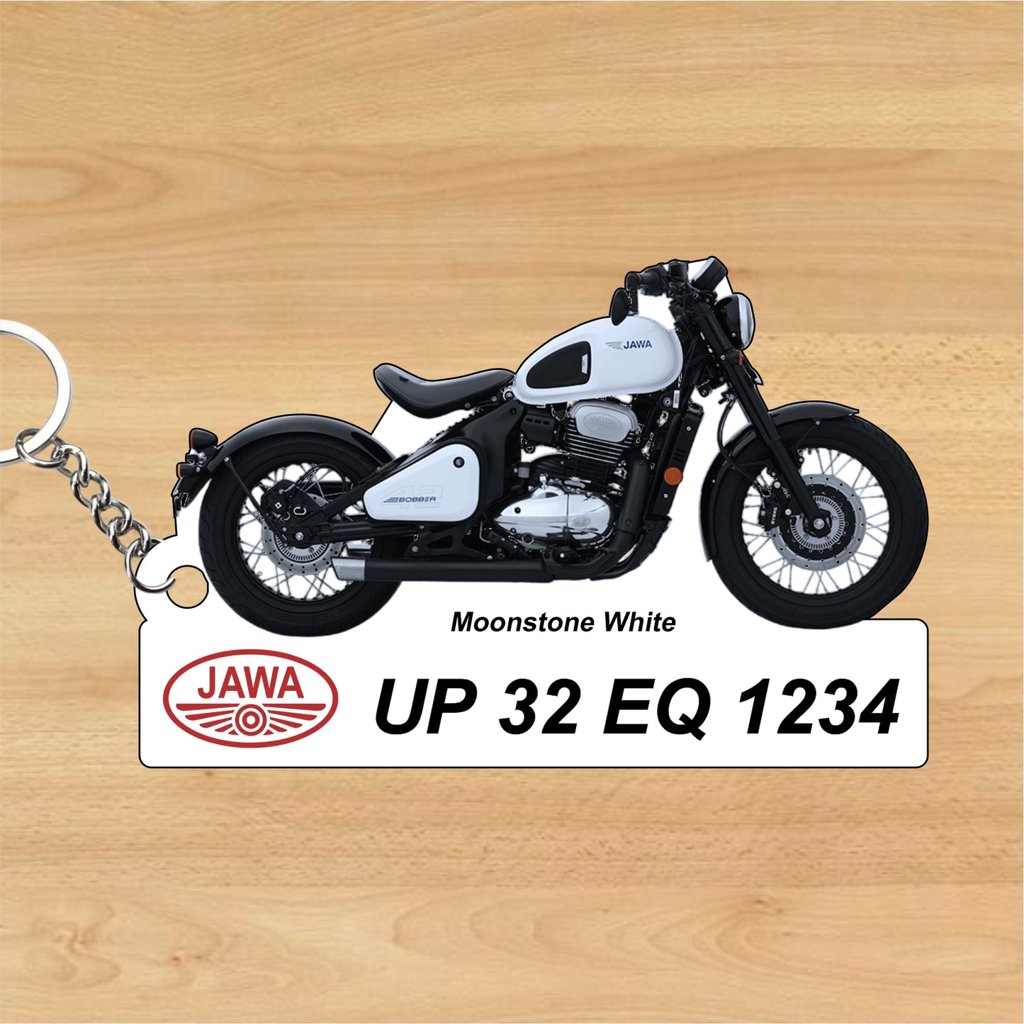 Jawa 42 Bobber - Personalized Jawa Keychain - Wood, Acrylic, Metal Printed
