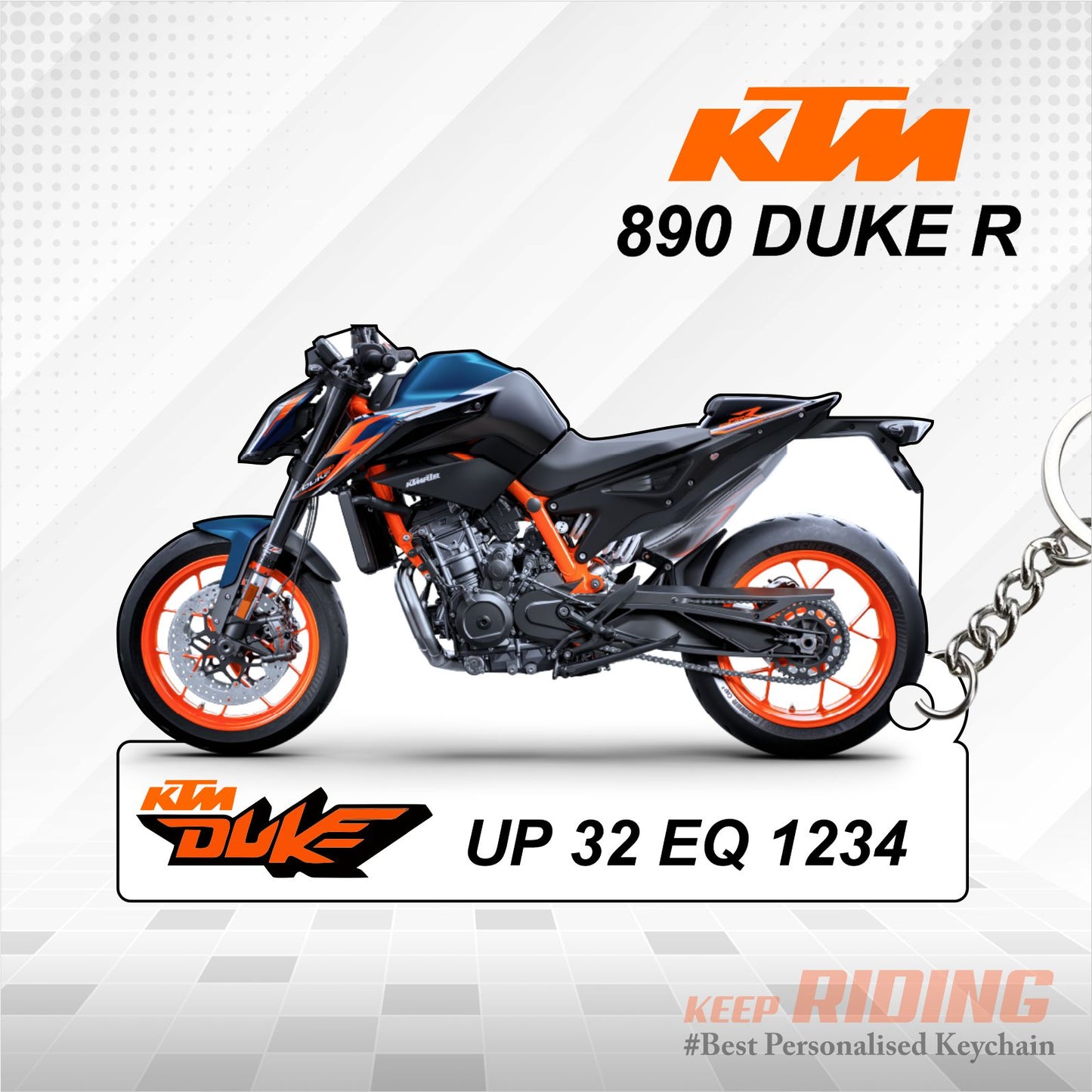 KTM 890 DUKE R - Personalized KTM Keychain - Wood, Acrylic, Metal Printed