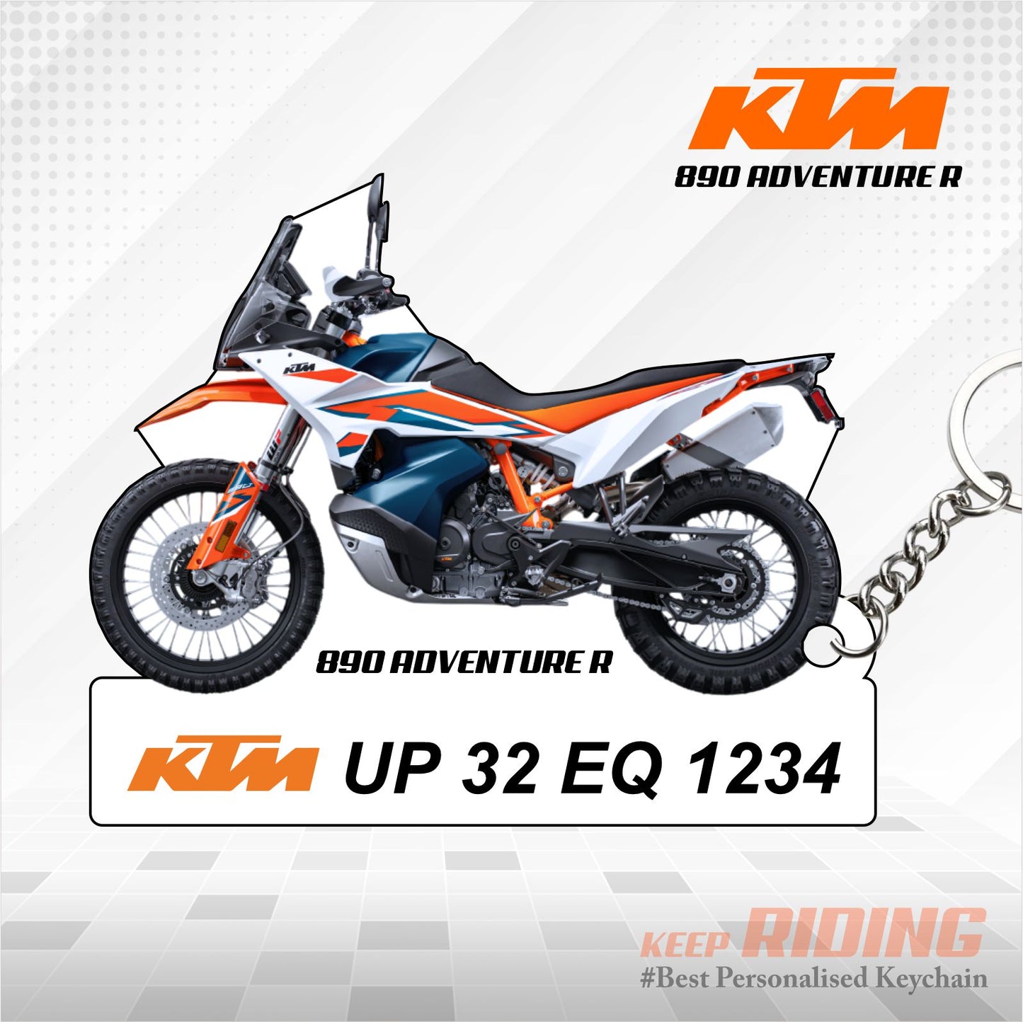 KTM 890 ADVENTURE R - Personalized KTM Keychain - Wood, Acrylic, Metal Printed
