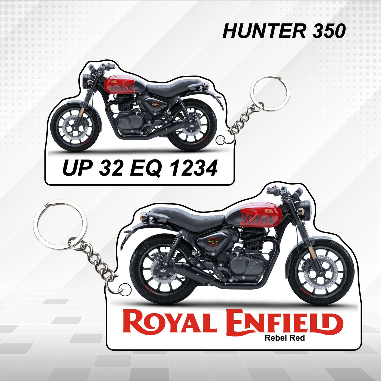 Hunter 350 - Personalized Royal Enfield Keychain - Wood, Acrylic, Metal Printed