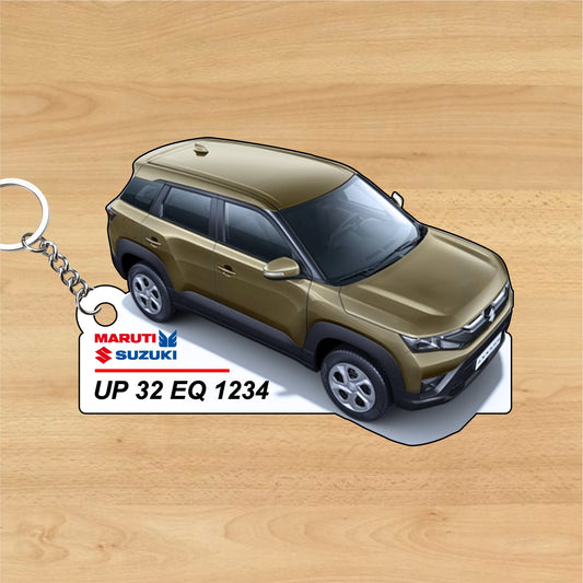 Brezza - Personalized  Maruti Suzuki Keychain - Wood, Acrylic, Metal Printed