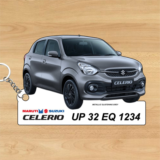 Celerio - Personalized  Maruti Suzuki Keychain - Wood, Acrylic, Metal Printed