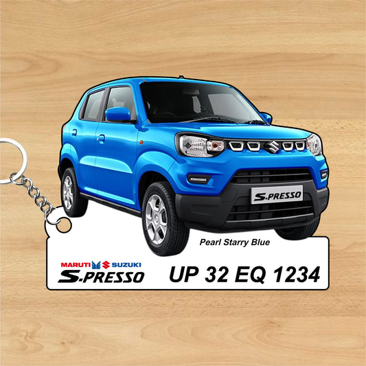 S-Presso - Personalized  Maruti Suzuki Keychain - Wood, Acrylic, Metal Printed