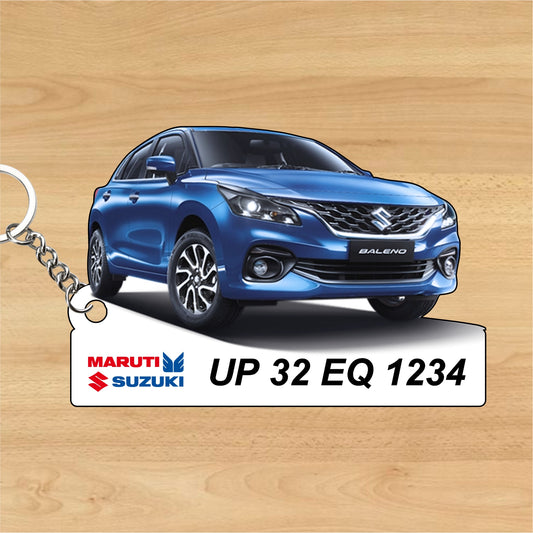 Baleno - Personalized  Maruti Suzuki Nexa Keychain - Wood, Acrylic, Metal Printed