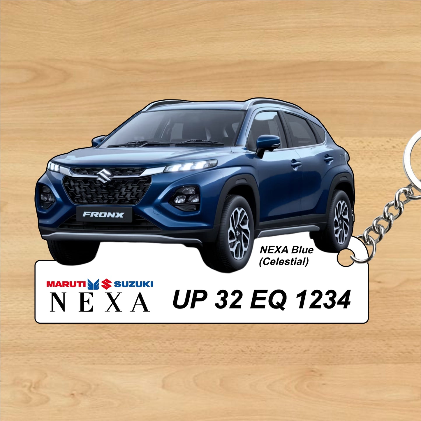 Fronx - Personalized Maruti Suzuki Nexa Keychain - Wood, Acrylic, Metal Printed