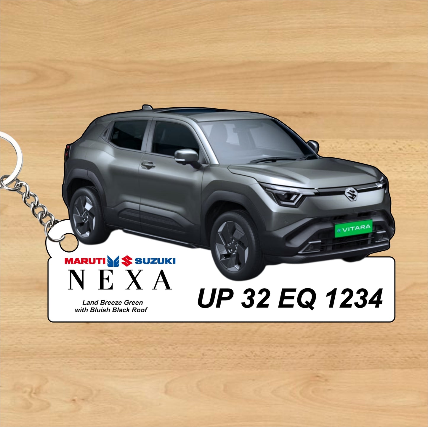 e-Vitara - Personalized Maruti Suzuki Nexa Keychain - Wood, Acrylic, Metal Printed