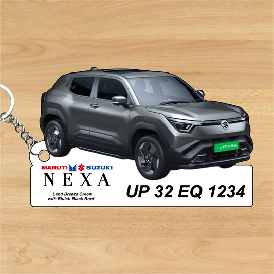e-Vitara - Personalized  Maruti Suzuki Nexa Keychain - Wood, Acrylic, Metal Printed